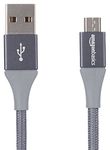 Amazon Basics Micro USB to USB-A 2.0 Cable, Nylon Braided Cord, 480Mbps Transfer Speed, Gold-Plated, 3 m, Dark Grey