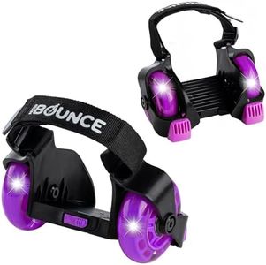 New-Bounce Heel Wheel Skates with Lights - Jet Wheelies for Shoes - Adjustable Roller Heel Skates for Kids - One Size Fits Most (Purple)