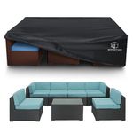 STARTWO Patio Furniture Covers Waterproof, Outdoor Furniture Set Cover for 7-12 Seats Sectional Sofa Anti-UV Tear-Resistant 500D Heavy Duty, Patio Table Cover-110"x84"x28", Black