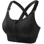 HOOUDO Zip Front Sports Bras for Women High Impact Front Fastening Wireless Bra Plus Size Crop Tank Tops Ladies Post Surgery Workout Yoga Vest Underwear