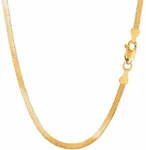 The Diamond Deal 14K Yellow Gold 3.00mm Shiny Imperial Herringbone Chain Necklace or Bracelet for Pendants and Charms with Lobster-Claw Clasp (3MM And 16")