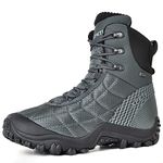 XPETI Mens Hiking Boots Waterproof Walking Boots Men Winter Snow Trekking Shoes Grey Size 12.5