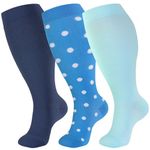 bropite Plus Size Compression Socks Wide Calf for Women & Men 20-30 mmhg-Extra Wide Calf Knee High Support Socks for Medical, Running,Nursing,Athletic