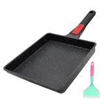 AIKENBBKK Japanese Omelette Pan Nonstick, Large Tamagoyaki Pan Egg Roll Pan with Detachable Handle, Oven& Dishwasher Safe, 23x21 cm (Black)