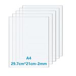 Taiyeestar 5Pcs 29.7 x 21 cm Plastic Sheet, A4 Transparent Acrylic Sheet, 2 mm Thick, Clear Acrylic Sheet, Plastic Sheet for Househld Decoration, Display, Picture Frame, Painting