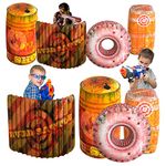 Skywin Obstacles for Play Wars - 8 Pieces Easy Set Up Inflatables Compatible with Nerf Gun Party and Laser Tag Game - Battle Obstacles Great for Shelter (8 Pcs Orange)