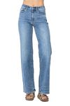 Judy Blue Women's Mid-Rise Vintage Wash Wide Leg Jeans, Medium Blue, 15