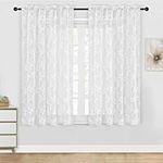 DWCN White Sheer Curtains Floral La