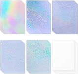 36 Sheets Holographic Sticker Paper Waterproof 8.5" x11'' Clear Vinyl Sticker Sheets Self-Adhesive Rainbow Overlay Sheets with 6 Styles Mixed
