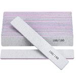 25 Pack 100/180 Grit Nail Files for Acrylic Nails, Rectangle Double Sides Emery Boards Fingernail Files Professional Nail Buffering Files