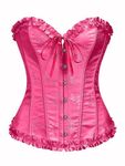 Alivila.Y Fashion Womens Lace Up Corset Top Overbust Body Shaper Bustier Corsets for Women, Hot Pink, X-Small