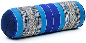 Leewadee Long Yoga Bolster Supportive Pilates Roll Cushion Neck Pillow Eco-Friendly Organic and Natural, 65x25x25 cm, Kapok, Blue