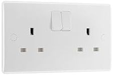 BG Electrical 822DP-01 Double Switched Power Socket, White Moulded, 13 Amp