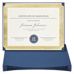 24-Pack Single Sided Award Certificate Holders - Bulk Certificate Holders for Graduation, Diploma, Employee Appreciation, Certification (fits 8.5x11, Navy Blue)