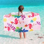 Kids Beach Towel - Flamingo Beach Towel 76 x 150cm bsorbent Bath Towel Soft Polyester Quick Dry Bath Towel Oversized Sand Free Beach Blanket Swim Pool Gym Lightweight Bath Towel for Girls Adults