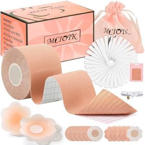 Mciotk Boob Tape Kit - Boobytape for Breast Lift w 1 Body Tape, 2 Pcs Silicone Breast Petals,12 Pcs Satin Nipple Stickers, 36 Pcs Double Sided Tape, BoobTape for Large Breasts A-G Cup