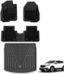 3W Floor Mats & Cargo Liner with Carpets on TOP Fit for Honda CR-V 2017-2022(Non Hybrid), Honda CRV Accessories TPE All Weather Custom Fit Floor Liners Carpets Cargo Mats in Upper Position, 8PCS