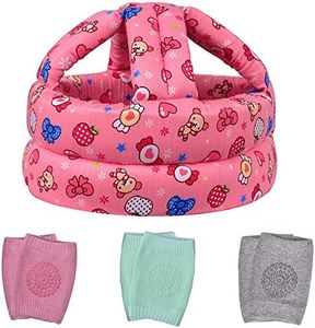 TORASO Baby Helmet & Baby Knee Pads for Crawling,Infant Helmet & Walking Baby Helmet，for Age 6-36 Months, Pink Candy(A)