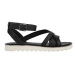 TOMS Women's Rory Flat Sandal, Black Leather/Suede, 3 UK