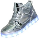 Kids Light up Shoes Led Sneakers USB Charging Flashing Trainers for Boys Girls High Top Sneakers Silver38