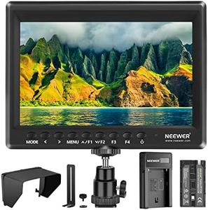 Neewer F100 7 Inch Camera Field Monitor HD Video Assist Slim IPS 1280x800 HDMI Input 1080p with 2600mAh Li-ion Battery/USB Charger for DSLR Cameras, Handheld Stabilizer, Film Video Making Rig