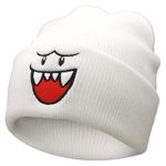 Ohjijinn Anime Beanie Halloween Beanie Ghost Knit Hats, Winter Soft Headwear Funny Hat for Men Women Unisex, White01, One Size