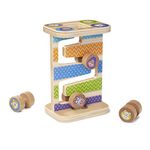 Melissa & Doug 40125 Safari Zig-Zag First Play Wooden Tower with 4 Rolling Pieces Playset, Multi-Colour