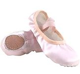 Sinta Ballet Shoes Satin Professional Dance Slipper Yoga Gymnastic Slippers Ballet Flat Leather Split Sole for Tolder Girls Women,Skin UK Child 13