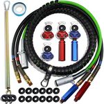 iBroPrat Air Hose for Semi Truck 3 in 1 ABS & Power Airlines Hose Wrap 15FT Air Lines for Tractor Trailer, 7 Way Electrical Cable with 2Pair Glad Hands 1Pair Grip 1pcs Spring 12pcs Seals Teflon tape