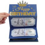 HOMANGA Birthday Money Envelope for Cash Gifts, Surprise Cash Envelope for Men Women Kids, Birthday Gift Card for Men Women Girls Boys, Blue Gold Money Holder