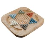 Ortus Chinese Checkers Brainvita Unique Game Set with 12-inch Wooden Board and Traditional Pegs - Best Gift for Kids, Teens & Adults Made in India