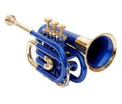 Pocket Trumpet Bb Pitch Including Mouthpiece and Carry Case, (Blue Gold)