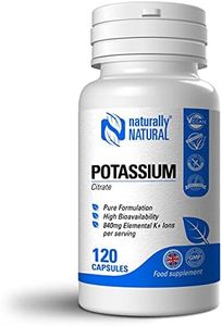 Naturally Natural Potassium Citrate 120 Vegan Capsules High Dose 840mg Elemental K+ Ions per Daily Serving (42% DV), Pure Formulation for Leg Cramps, Blood Pressure and Electrolyte Balance