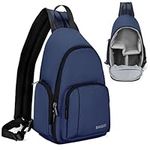 BAIGIO Camera Chest Bag DSLR SLR Camera Sling Shoulder Bag Camera Backpack Mirrorless Photo Messenger Bag for Canon Sony Nikon Gear, with Shockproof Padded Dividers, Blue