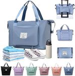 Kiddie Galaxia Womens Large Capacity Folding Travel Tote Bag, Oxford Fabric Waterproof Lightweight Foldable Travel Duffel Bag Portable Expandable Travel Bag, Colors As Per Stock?, Blue