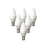 paul russells 6.5W LED Candle Light Small Bayonet Cap B15D, 60w Bulb, 806LM LED Bulbs, 6500K Daylight Lamps, Frosted C35 SBC Energy Saving Chandelier Lightbulbs, Pack of 6