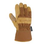 Carhartt Men's Insulated Grain Leather Work Glove with Safety Cuff, Brown, Large