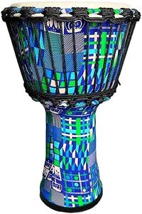 TAOSKNE 8.5'' African Drum, Djembe,Goat Skin Drum Top,Bongo Drum,Congo,Tambourine from West Africa,Easy to learn and portable,Suitable for Beginners and Professional Drummers(Blue)