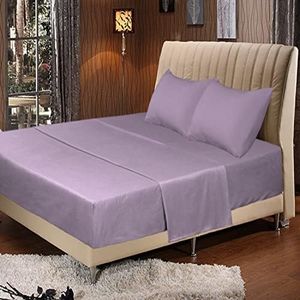 Tache Purple Bed Sheet Set - 4 Piece Super Soft Solid Light Lavender Lilac Purple Bed Sheet Set - California King