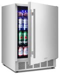 ORYMUSE Outdoor Refrigerator, 24 Inch Undercounter Outdoor Beverage Cooler Fridge with Stainless Steel Seamless Door Can Hold 180 Cans w/Powerful Cooling Compressor for Patio Kitchen and Commercial