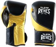 CLETO REYES High Precision Boxing Gloves with Hook and Loop Closure for Training and Heavy Punching Bags for Men and Women, MMA, Kickboxing, Muay Thai, 10 oz, Black Solid Gold