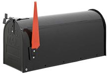 ARREGUI USA Mail USA/N Galvanised Steel US Mailbox The "US Mailbox" Classic with Red Flag, US Mailbox for Outdoor Use, Size L (Magazines C4 Envelopes), Black