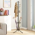 Wisdom Star Coat Racks Freestanding with Umbrella Holder, 8 Hooks Coat Hanger Stand for Entryway, Coat Tree Coat Hanger Stand Umbrella Holder Stand Can be Hang Clothes, Hats, Bags, Umbrella Black