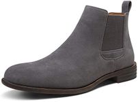 Jousen Men's Chelsea Boots Lightweight Casual Chukka Ankle Boots Classic Elastic Dress Boots For Men (AMY650A Grey Suede 8)