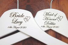 Personalised Hearts Bridesmaid Wedding Hanger in White - Hanger Engraved Wedding Gift Bride, Bridesmaids and more.