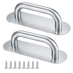 HAOCHEN Door Handles, Pull Push Door Handles with Back Plate, Gate Cabinet Cupboard Barn Shed Toilet Door Sliding Handles, Heavy Duty Pull Handles Hardware