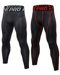 LNJLVI Men's 2 Pack Compression Pants Running Leggings Baselayer Cool Dry Sports Tights(Black+Red,S)