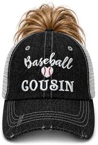 Cocomo Soul Womens Girls Baseball Cousin Hat | Baseball Cousin Messy BUN High Ponytail Hat 231 Dark Grey