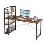 VERMESS Computer Desk with 4 Tiers Shelves, 63 Inch Sturdy Table with Reversible Bookshelf for Home Office, Study Tower Desk for Small Space, Industrial Modern Style,Rustic Brown