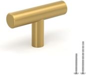 LONTAN 50 Pack Gold Cabinet Knobs Brushed Brass Kitchen Knobs Gold Drawer Knobs Bathroom Cupboard Furniture Hardware 2in Overall Length